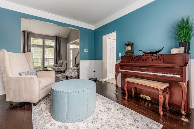 333 Quarter Way, Delaware, OH 43015 - sitting room featuring wood-type flooring, crown molding, and wainscoting