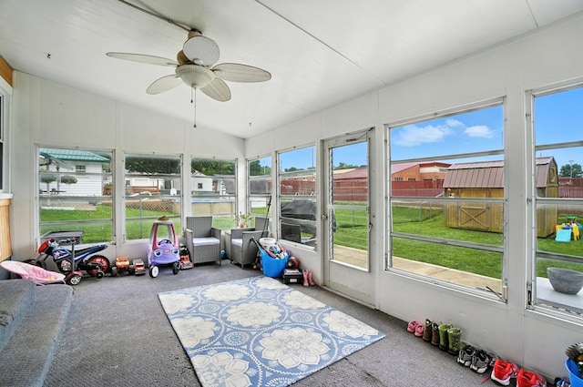 328 Maple Ave, Utica, OH 43080 - sunroom / solarium featuring ceiling fan and lofted ceiling