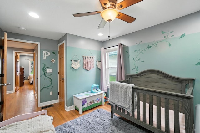 328 Maple Ave, Utica, OH 43080 - bedroom featuring wood finished floors, a ceiling fan, and recessed lighting