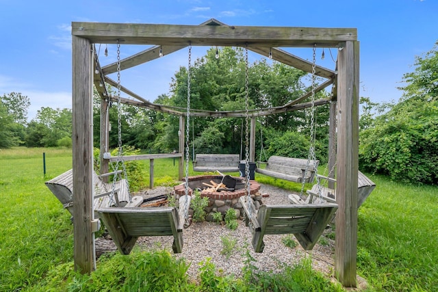 5373 Summit Rd SW, Pataskala, OH 43062 - view of patio / terrace featuring a fire pit