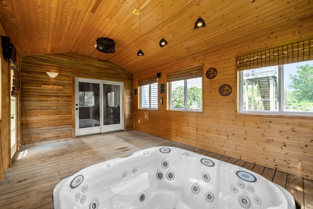 5373 Summit Rd SW, Pataskala, OH 43062 - unfurnished sunroom with lofted ceiling and french doors