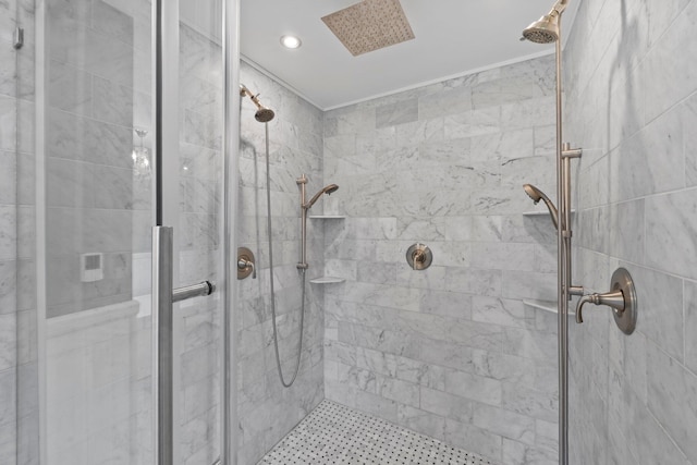 5373 Summit Rd SW, Pataskala, OH 43062 - bathroom with a shower stall and recessed lighting