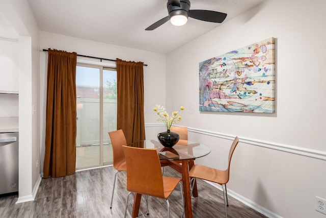 7911 Verandah Ct Unit 58, Powell, OH 43065 - dining area featuring wood finished floors and ceiling fan