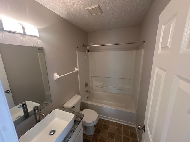 3866 Sugarbark Dr, Canal Winchester, OH 43110 - bathroom with  shower combination, a textured ceiling, and vanity