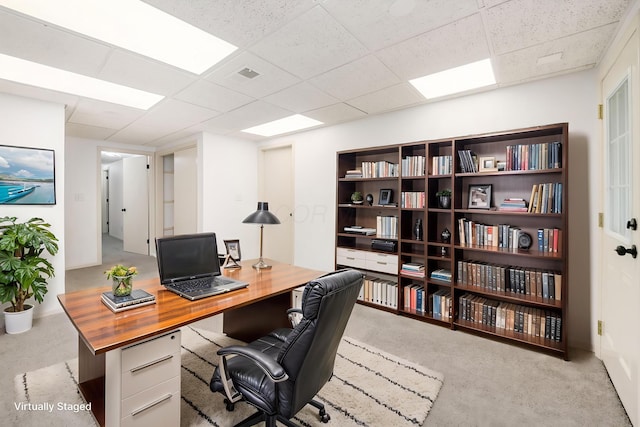 1571 Vinton Ave, Columbus, OH 43220 - office area with a paneled ceiling and carpet floors