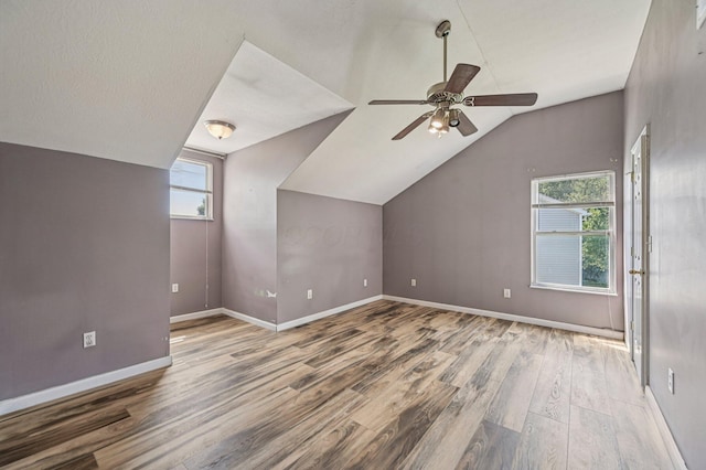 330 Tralee Trl, Cardington, OH 43315 - additional living space with wood finished floors, a ceiling fan, and vaulted ceiling