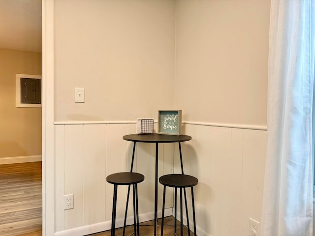3811 Bradford Dr, Hilliard, OH 43026 - detailed view of electric panel, wainscoting, and wood finished floors