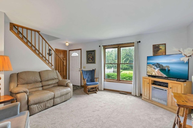 6658 Ridpath Rd, Grove City, OH 43123 - living area with stairway and light carpet