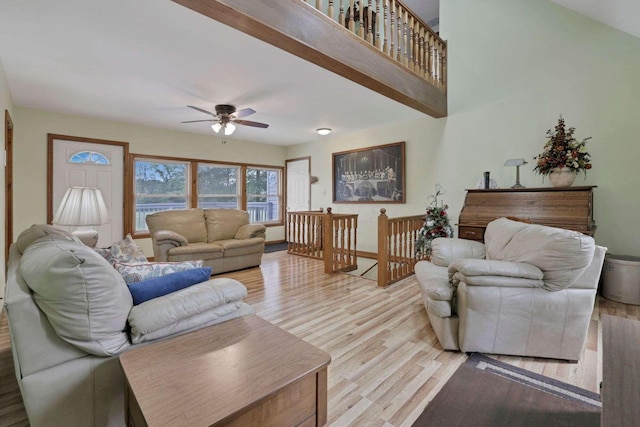 6658 Ridpath Rd, Grove City, OH 43123 - living room featuring a ceiling fan and light wood-style floors
