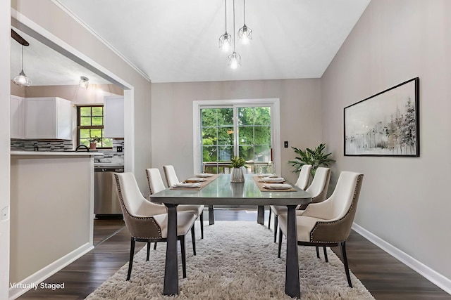 6063 Hildenboro Dr, Dublin, OH 43017 - dining space featuring dark wood-style flooring and baseboards