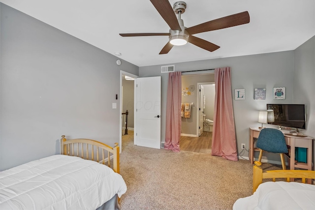 1318 Hickory Ridge Ln, Columbus, OH 43235 - bedroom with carpet and a ceiling fan