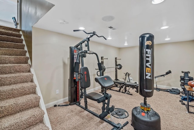1318 Hickory Ridge Ln, Columbus, OH 43235 - workout area with carpet flooring and recessed lighting