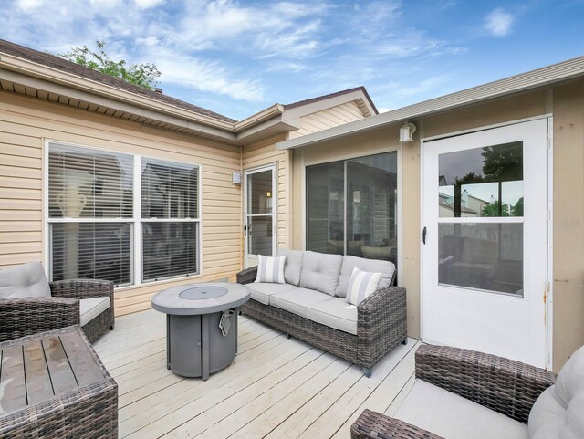 3136 Fabyan Dr, Reynoldsburg, OH 43068 - wooden terrace featuring an outdoor living space with a fire pit
