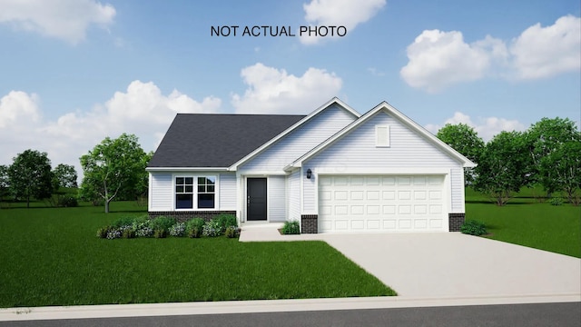 1662 Estates Ct, Plain City, OH 43064 - view of front facade with a garage, a front lawn, driveway, and brick siding