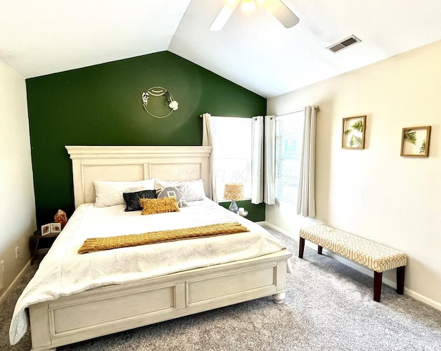 1171 Park Dr, Gahanna, OH 43230 - bedroom featuring lofted ceiling, carpet floors, and ceiling fan