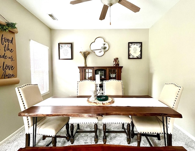 1171 Park Dr, Gahanna, OH 43230 - dining space featuring ceiling fan and carpet floors