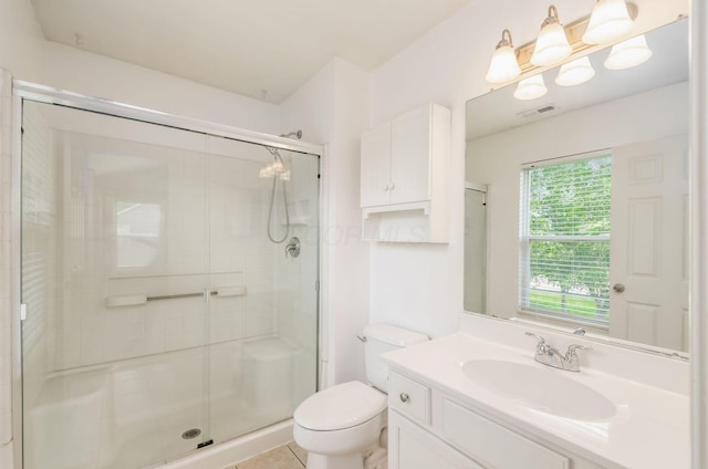 1171 Park Dr, Gahanna, OH 43230 - bathroom featuring a shower stall, vanity, and tile patterned flooring