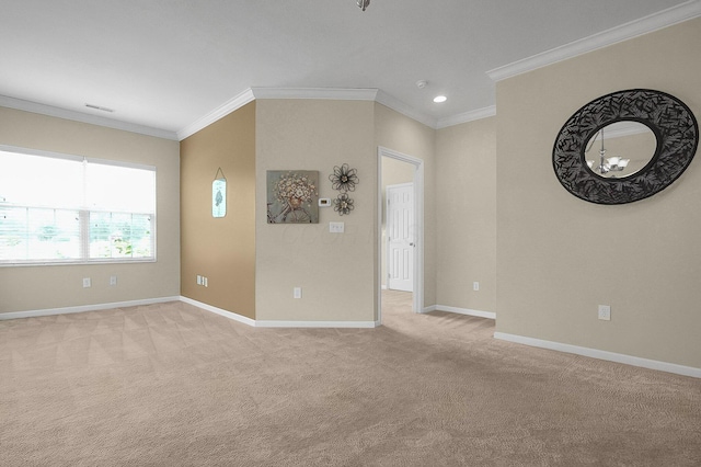 262 Alexander Lawrence Dr, Pickerington, OH 43147 - spare room with crown molding, light carpet, and recessed lighting