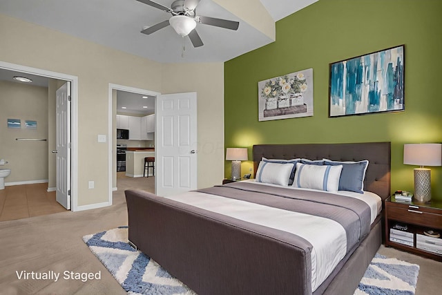 262 Alexander Lawrence Dr, Pickerington, OH 43147 - bedroom featuring light carpet, ensuite bath, and ceiling fan