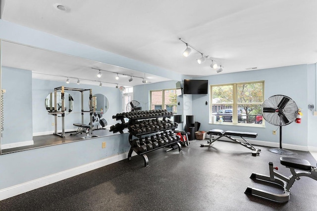 25 Victorian Gate Way, Columbus, OH 43215 - exercise room with rail lighting and baseboards