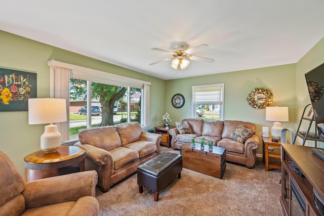 320 W Liberty St, Bucyrus, OH 44820 - carpeted living area featuring a ceiling fan