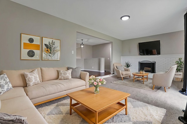 3171 Haskell Dr, Columbus, OH 43219 - living area featuring a brick fireplace and baseboards