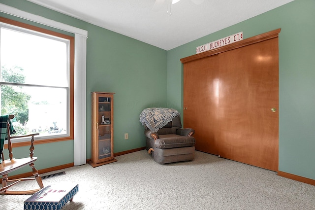 12961 Arabian Ct, Pickerington, OH 43147 - living area featuring carpet and ceiling fan