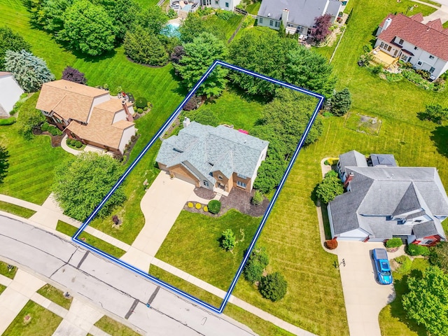 13191 Brandon Cir, Pickerington, OH 43147 - aerial perspective of suburban area with property boundaries highlighted