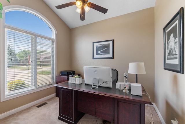 13191 Brandon Cir, Pickerington, OH 43147 - office area with ceiling fan and light colored carpet