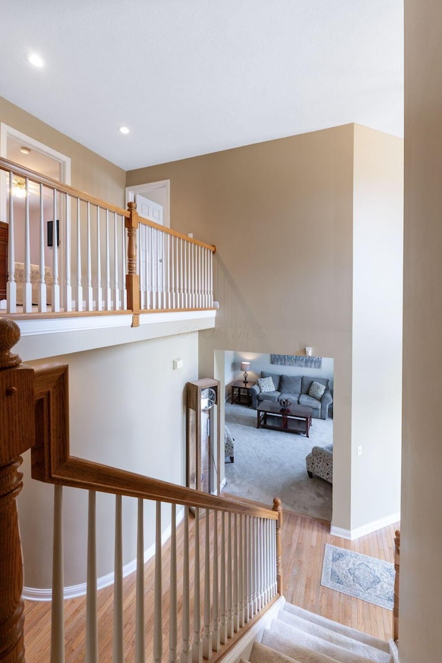 13191 Brandon Cir, Pickerington, OH 43147 - staircase featuring wood finished floors and recessed lighting