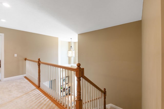 13191 Brandon Cir, Pickerington, OH 43147 - hall featuring an upstairs landing, carpet flooring, and recessed lighting