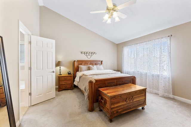 13191 Brandon Cir, Pickerington, OH 43147 - bedroom with lofted ceiling, light colored carpet, and ceiling fan