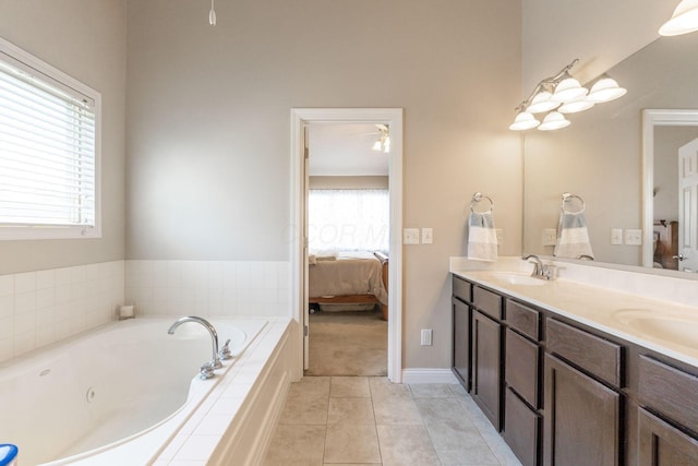 13191 Brandon Cir, Pickerington, OH 43147 - full bathroom featuring ensuite bathroom, double vanity, a jetted tub, and healthy amount of natural light