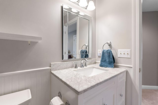 13191 Brandon Cir, Pickerington, OH 43147 - half bath with vanity and a wainscoted wall