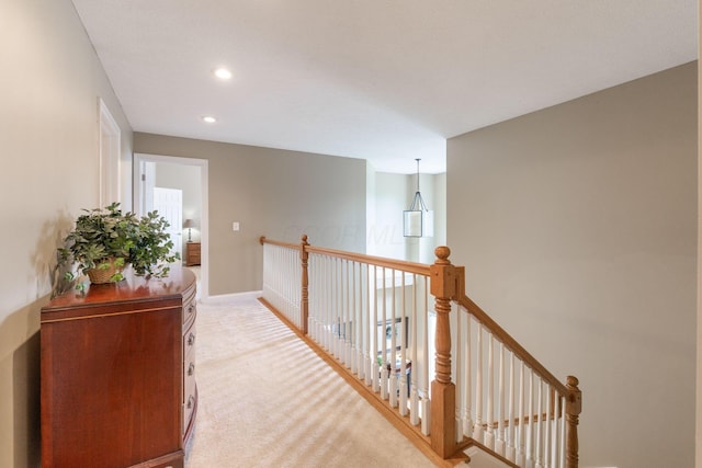 13191 Brandon Cir, Pickerington, OH 43147 - hall featuring an upstairs landing, recessed lighting, and light colored carpet
