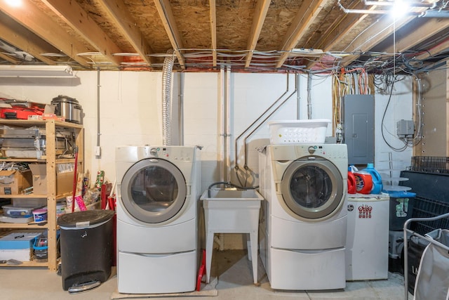 13191 Brandon Cir, Pickerington, OH 43147 - laundry room featuring electric panel and independent washer and dryer