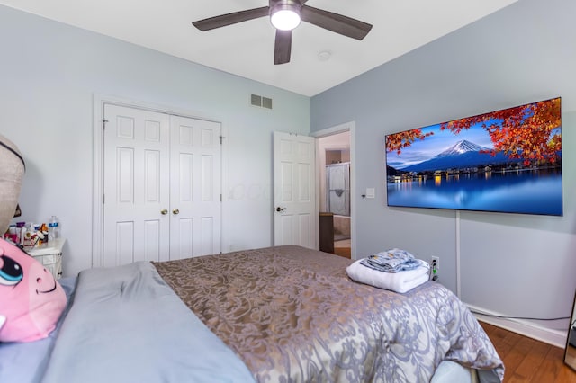1800 Lynnbrook Ct, Orient, OH 43146 - bedroom with wood finished floors, a closet, and a ceiling fan