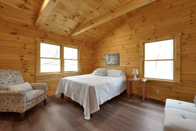 1607 Kato Ln, Sugar Grove, OH 43155 - bedroom featuring wooden ceiling, wood finished floors, and wood walls