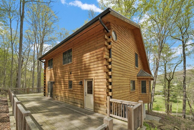 1607 Kato Ln, Sugar Grove, OH 43155 - view of side of property with log exterior and a wooden deck