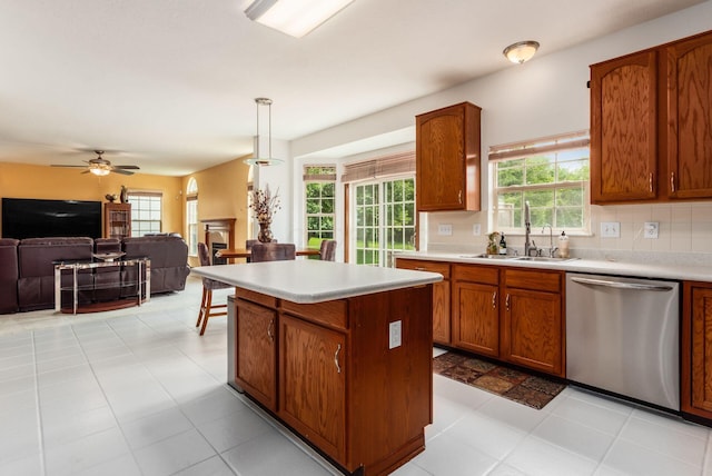 5630 Dorshire Dr, Galena, OH 43021 - kitchen with dishwasher, light countertops, and brown cabinets