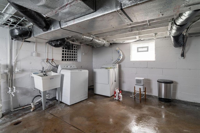 1382 S 5th St, Columbus, OH 43207 - below grade area with separate washer and dryer and a sink