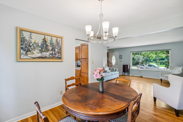 6750 Schreiner St E, Worthington, OH 43085 - dining area featuring a chandelier and light wood-style floors
