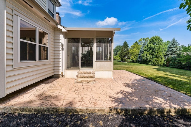 7672 Tullymore Dr, Dublin, OH 43016 - view of patio / terrace with a sunroom and entry steps