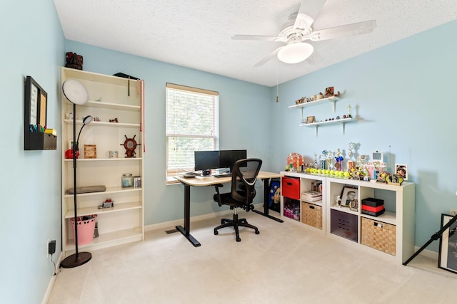 7672 Tullymore Dr, Dublin, OH 43016 - office with carpet floors, ceiling fan, and a textured ceiling