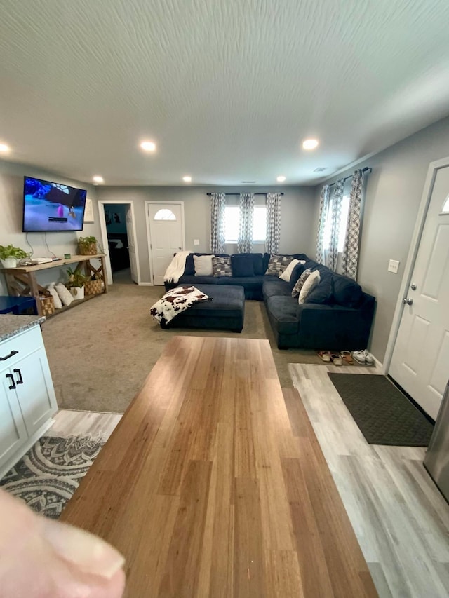 2901 Nuway Rd, Columbus, OH 43207 - living room featuring light wood-style flooring and recessed lighting
