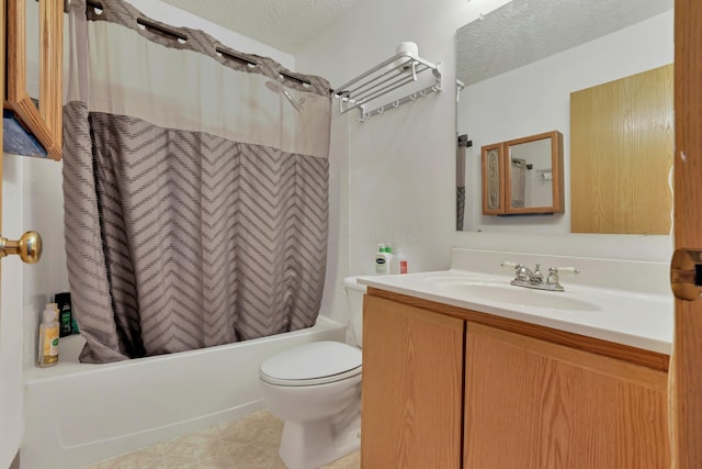 3490 Blendon Bend Way, Columbus, OH 43231 - bathroom featuring shower / tub combo, vanity, and a textured ceiling