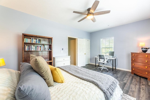 6028 Inishmore Ln, Dublin, OH 43017 - bedroom featuring dark wood-type flooring and ceiling fan