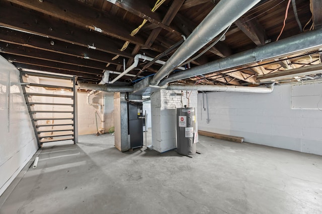 1765 S 8th St, Columbus, OH 43207 - unfinished below grade area with electric water heater and heating unit
