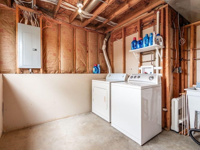 1225 El Toro Dr, Columbus, OH 43204 - laundry room with electric panel and independent washer and dryer