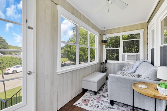 718 Harding Ave, Lancaster, OH 43130 - sunroom / solarium featuring ceiling fan, cooling unit, and plenty of natural light